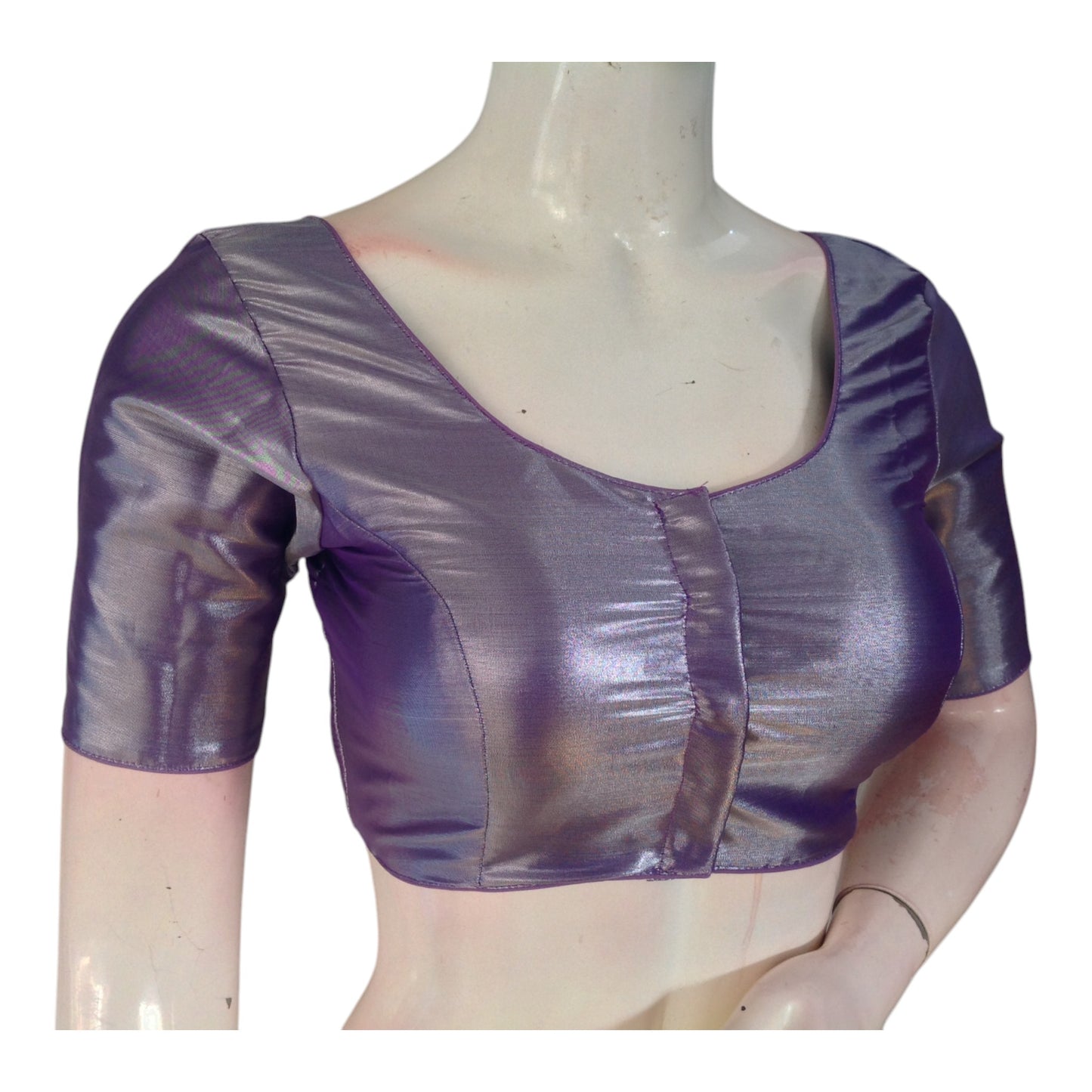 Lavender Plain Silk Blouse | Elegant Readymade Blouse | Light Purple Top