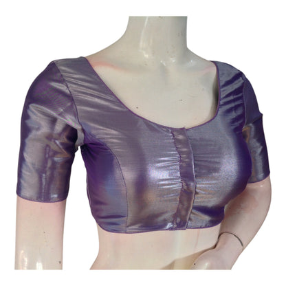 Lavender Plain Silk Blouse | Elegant Readymade Blouse | Light Purple Top