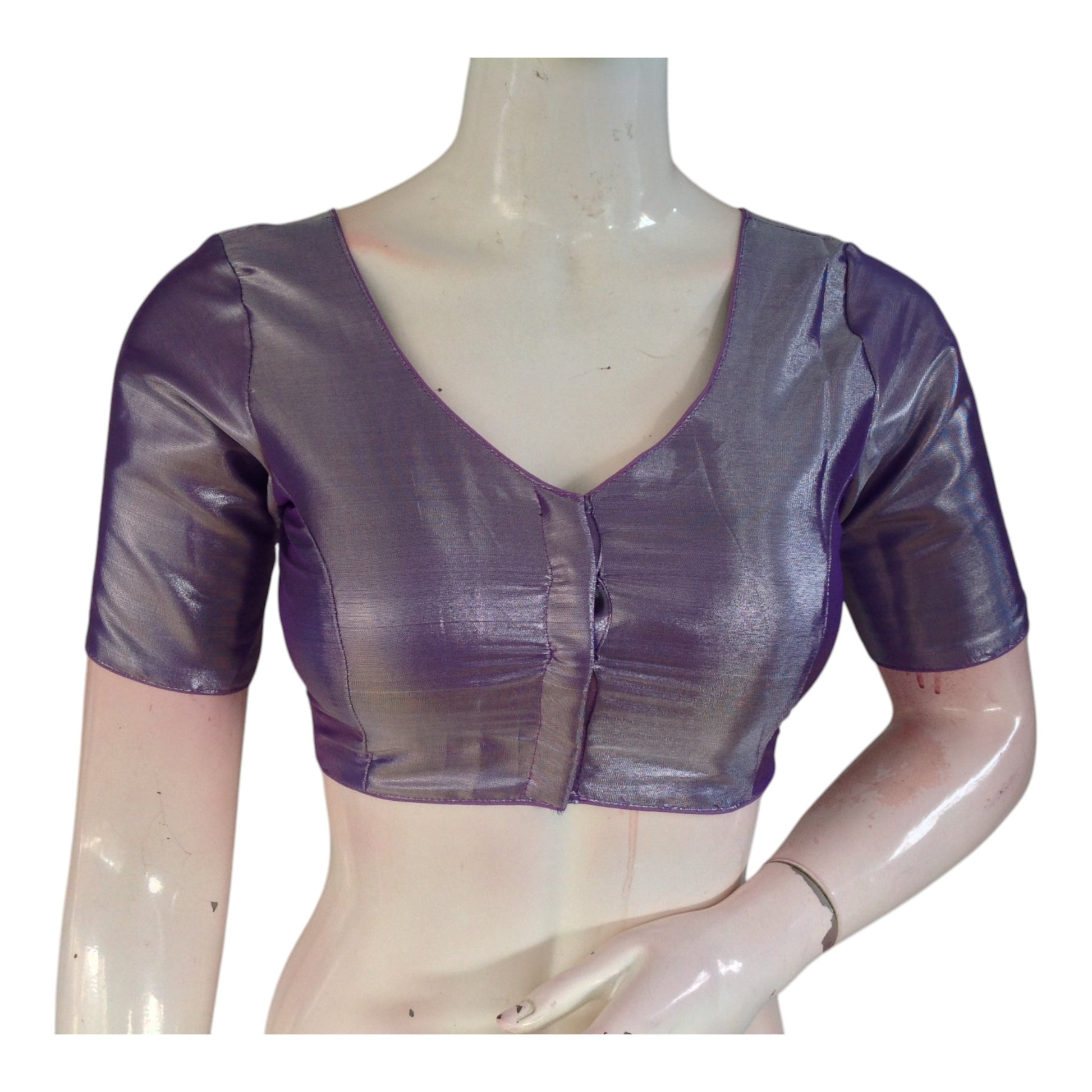 Elegant Lavender Tissue Silk Readymade Blouse - Simple & Sophisticated
