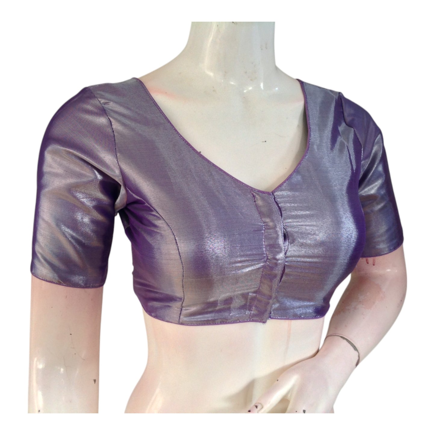 Elegant Lavender Tissue Silk Ready made Blouse - Simple & Sophisticated