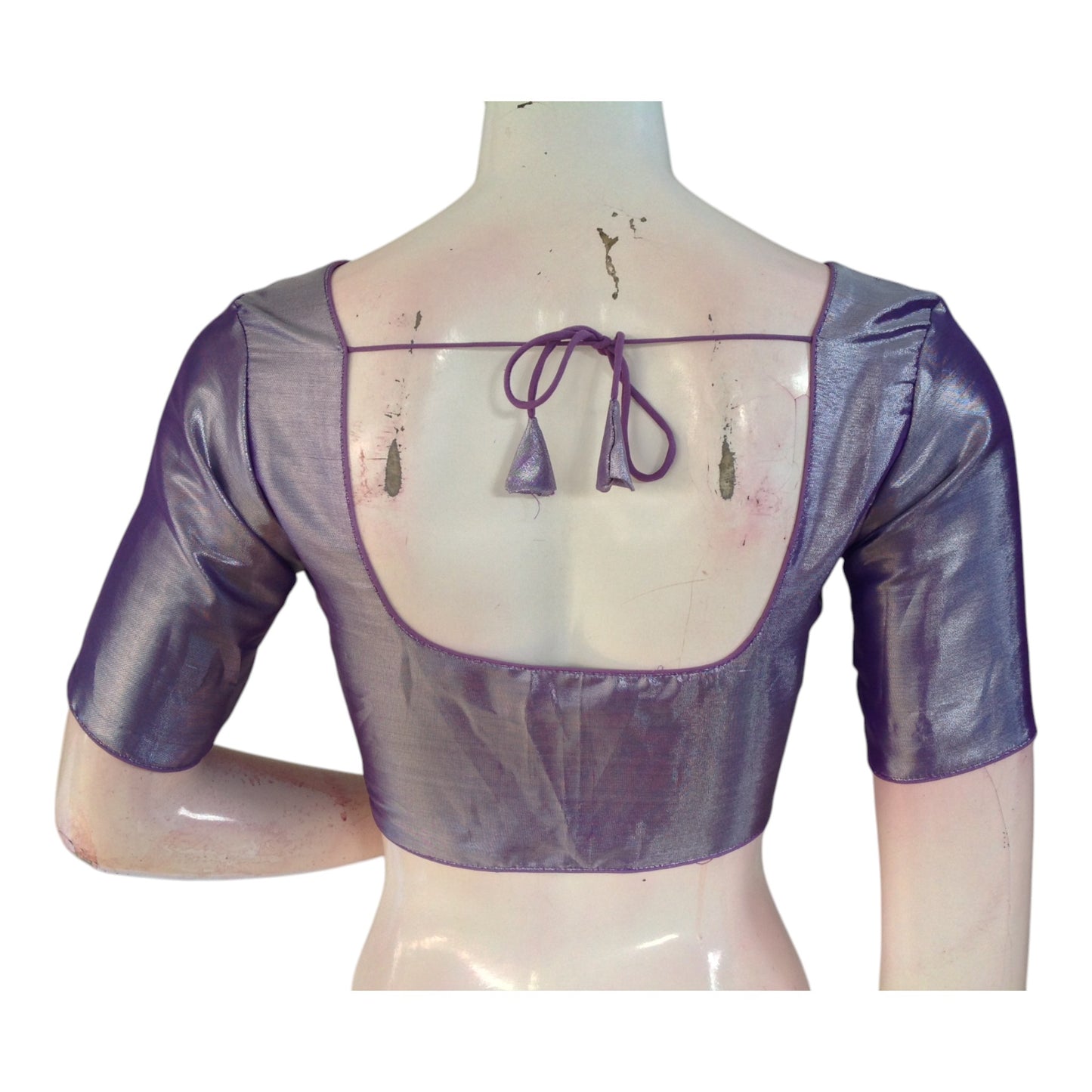 Elegant Lavender Tissue Silk Ready made Blouse - Simple & Sophisticated