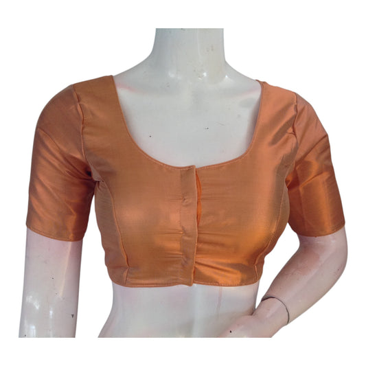 Copper Color Plain Tissue Silk Ready made Saree Blouse