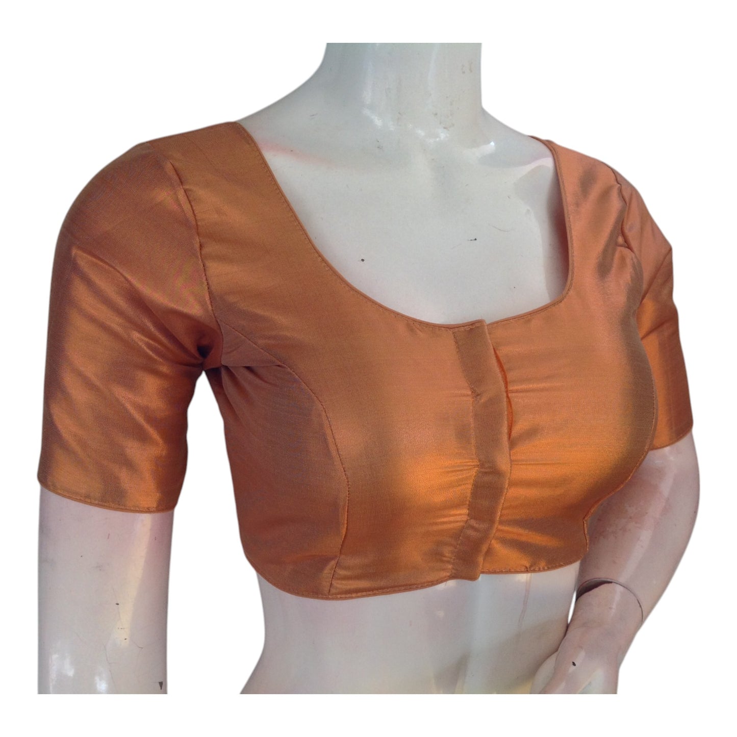 Copper Color Plain Tissue Silk Ready made Saree Blouse