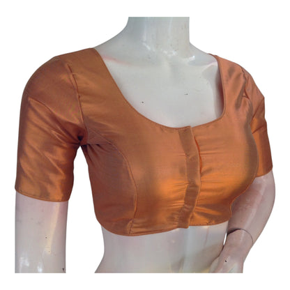 Copper Color Plain Tissue Silk Ready made Saree Blouse