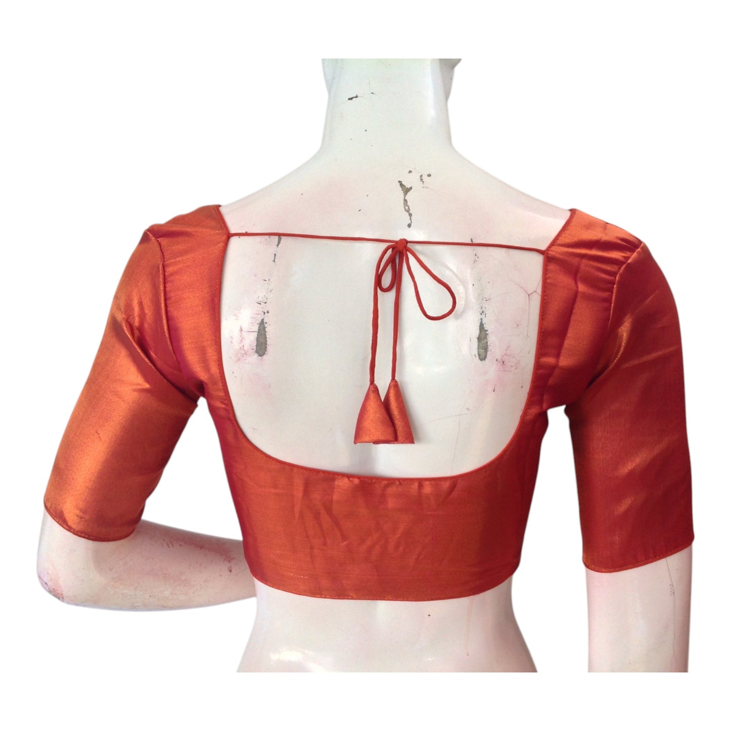 Dark Copper Color Plain Tissue Silk Ready made Blouse - Luxurious Plain Design
