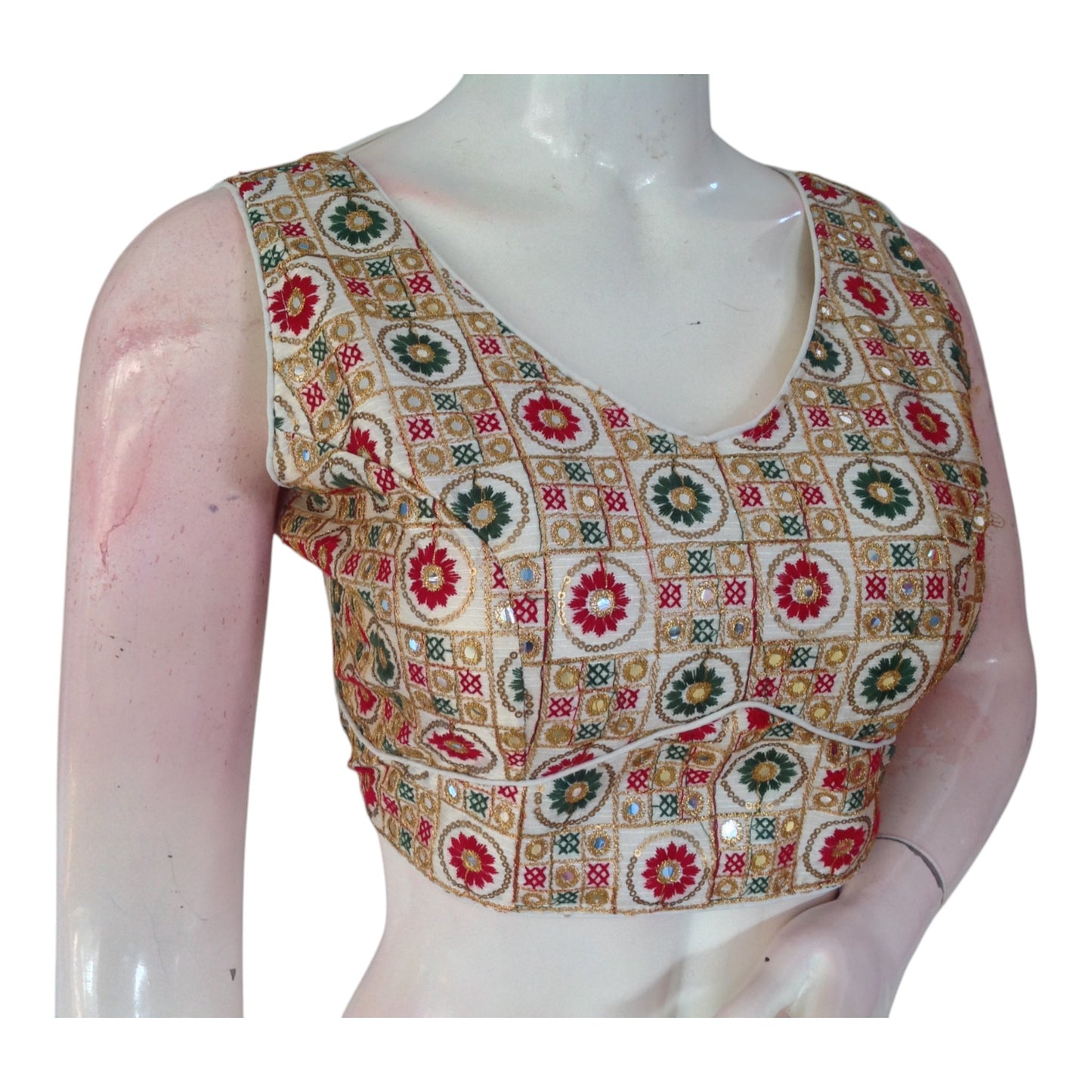 Classic Off-White Color Floral Embroidered Readymade Saree Blouse