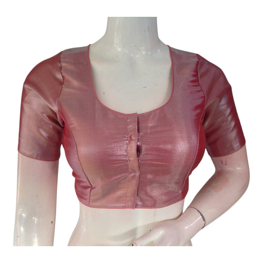 Pinkish Copper Tissue Silk Blouse - Soft Sheen Readymade Top