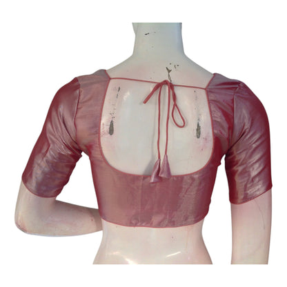 Pinkish Copper Tissue Silk Blouse - Soft Sheen Ready made Top