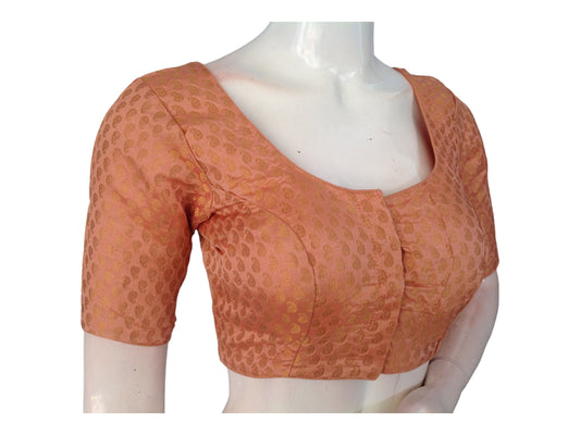"Golden Brocade Blouses Online: Exquisite Indian Silk Saree Readymade Blouses, featuring luxurious fabric and intricate craftsmanship for a timelessly elegant look."
