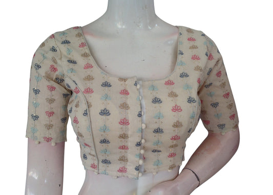Handcrafted Khadi Cotton Designer Readymade Saree Blouse
