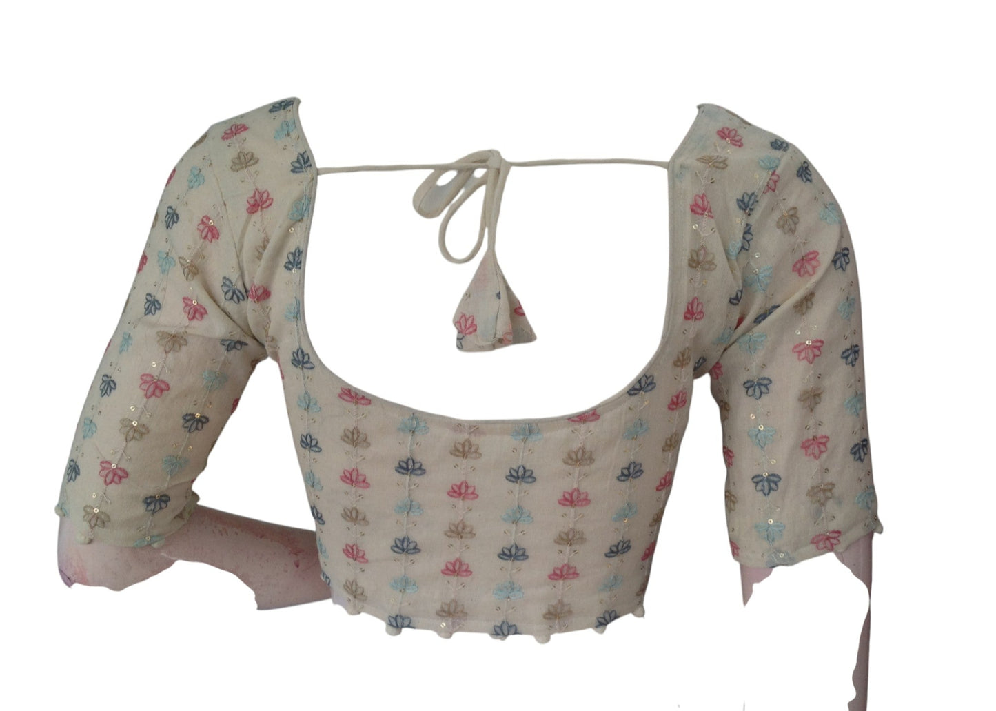 Handcrafted Khadi Cotton Designer Readymade Saree Blouse