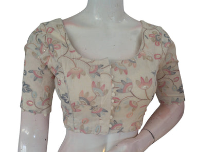 Timeless Khadi Cotton Readymade Blouse with Threadwork Embroidery