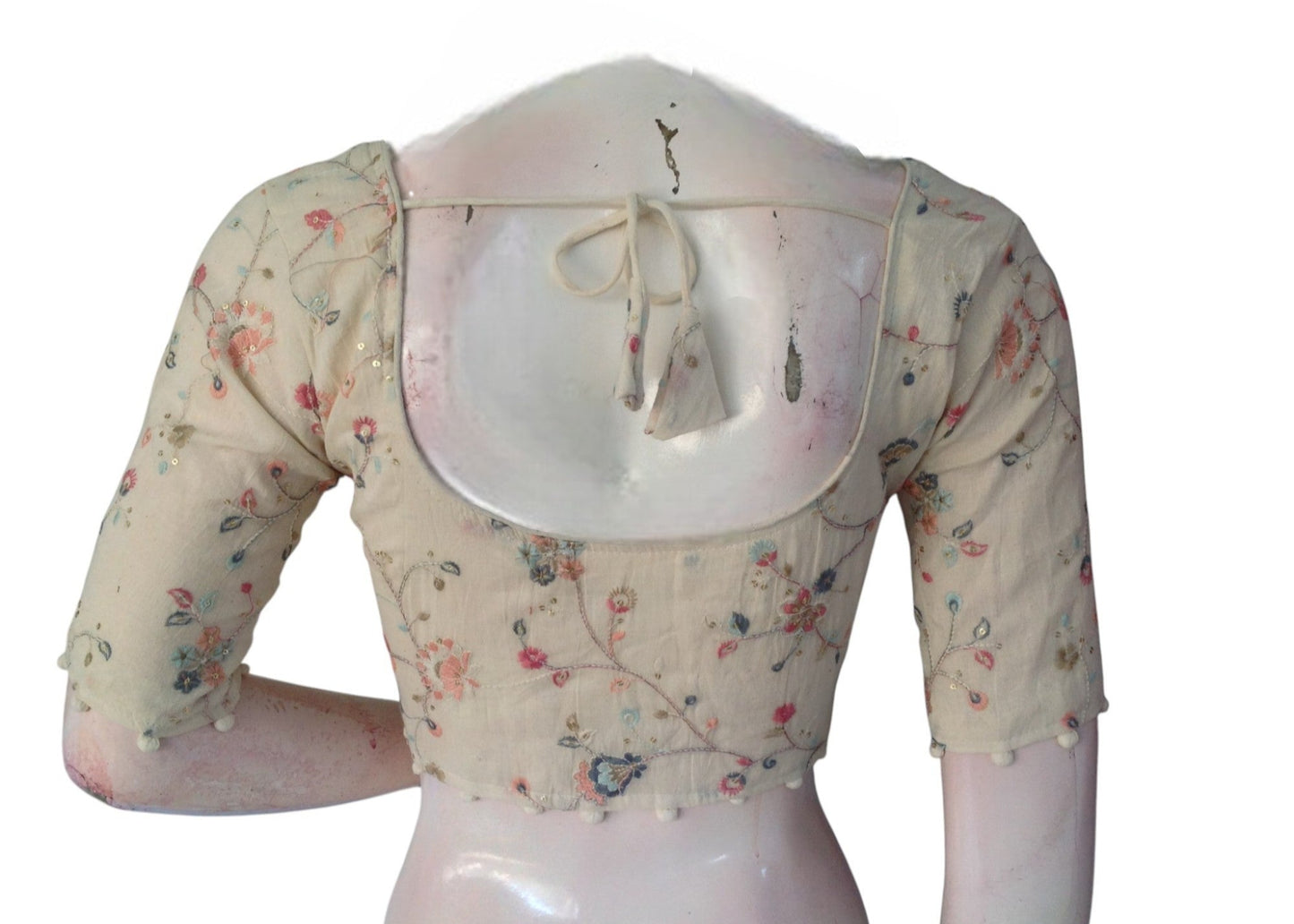 Comfort & Craft: Soft Khadi Cotton Blouse with Detailed Embroidery