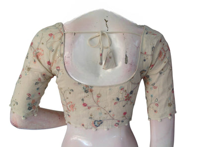 Comfort & Craft: Soft Khadi Cotton Blouse with Detailed Embroidery