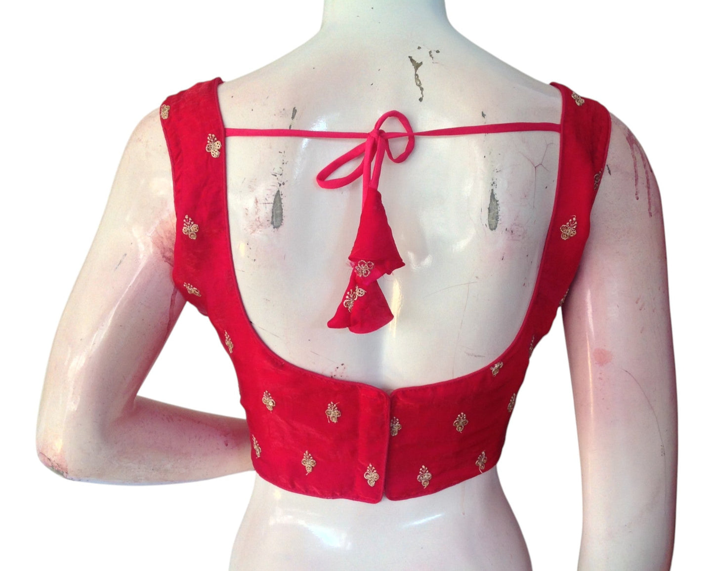 Pink Organza Sequin Embroidered Sleeveless Readymade Blouse
