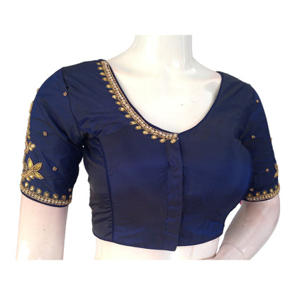 Elegant Navy Blue Blouses | Handcrafted Silk Blouses | India