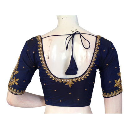 Elegant Navy Blue Blouses | Handcrafted Silk Blouses | India
