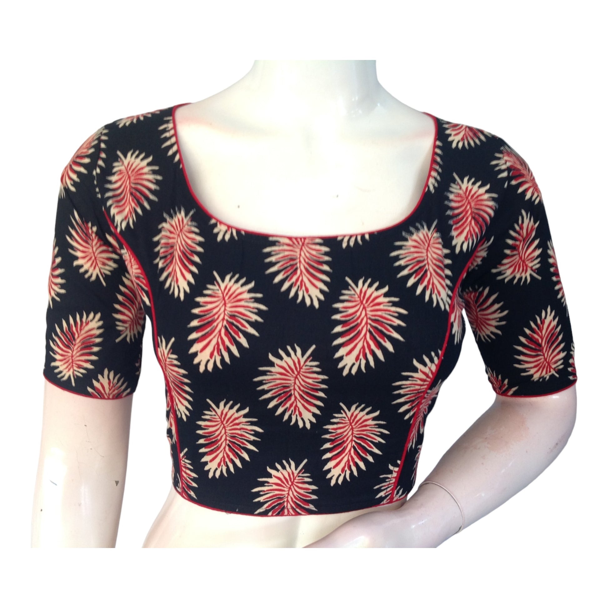 Black Cotton High Neck Blouse | Versatile & Stylish | Made in India