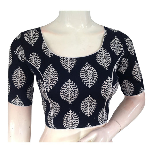 Black High Neck Cotton Blouse | Festive & Everyday Wear | Made in India