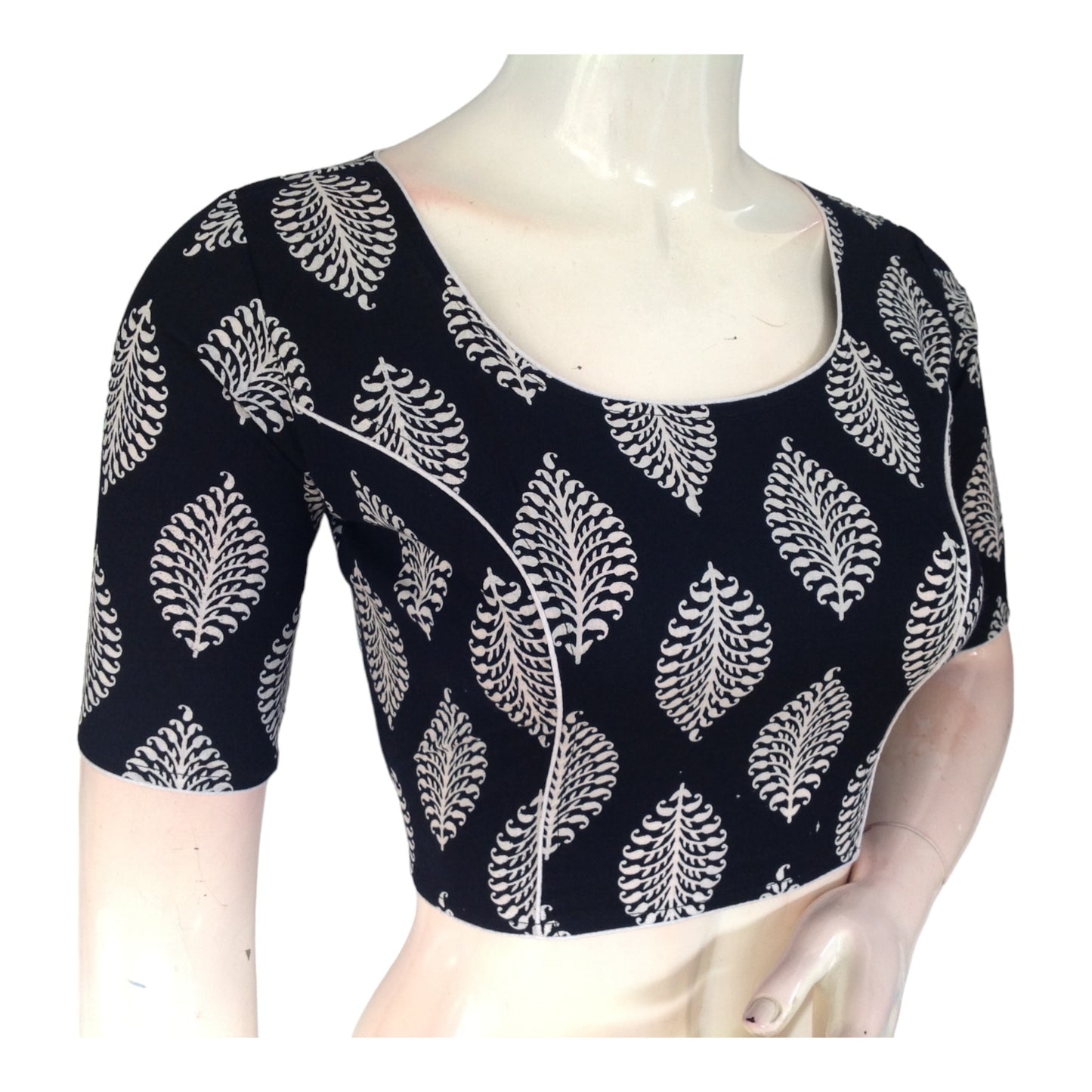 Black High Neck Cotton Blouse | Festive & Everyday Wear | Made in India