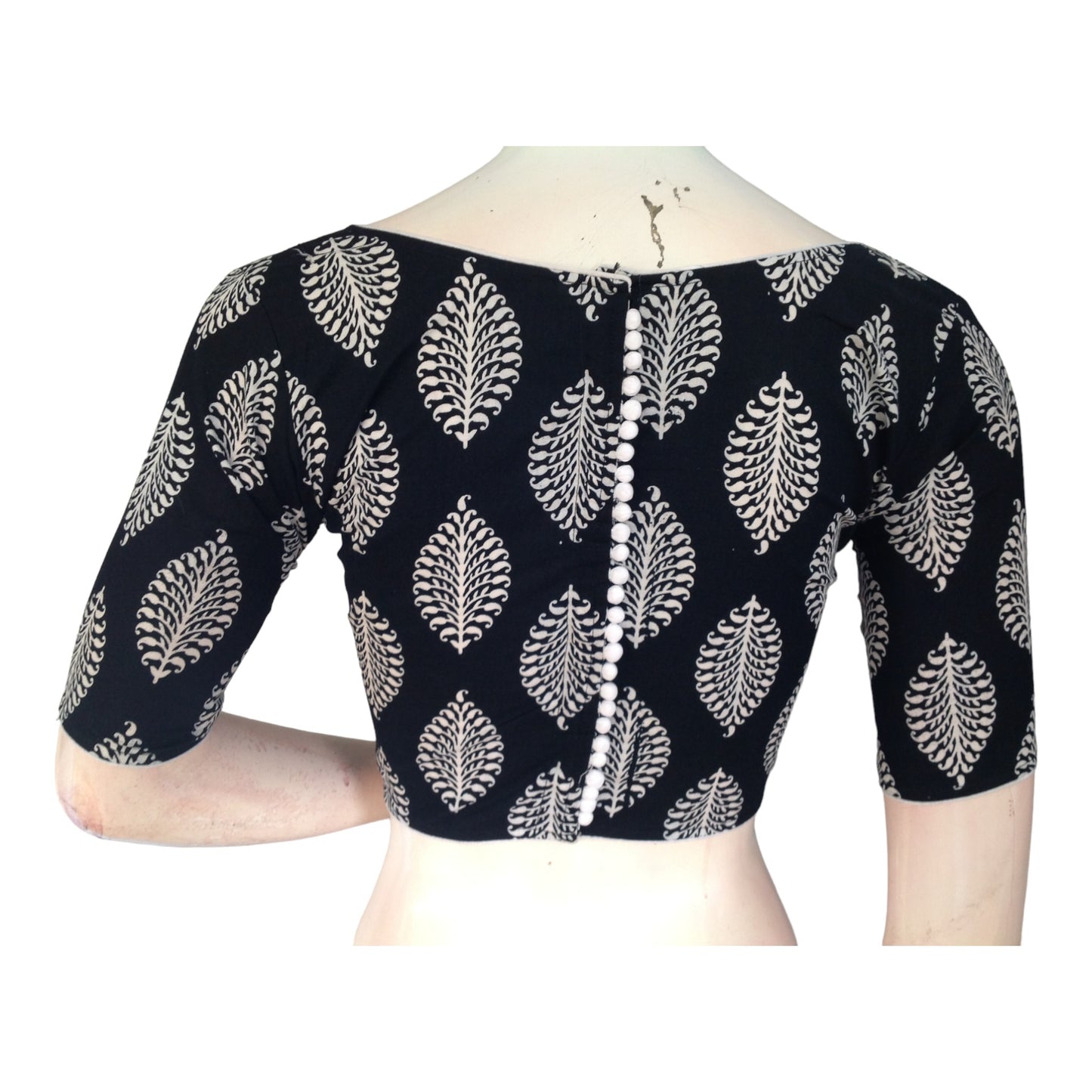Black High Neck Cotton Blouse | Festive & Everyday Wear | Made in India