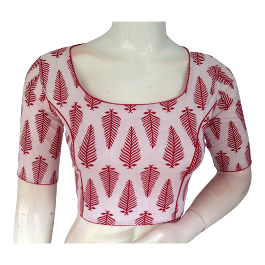 Classic White High Neck Saree Blouse | Hand loom Cotton | Timeless Elegance