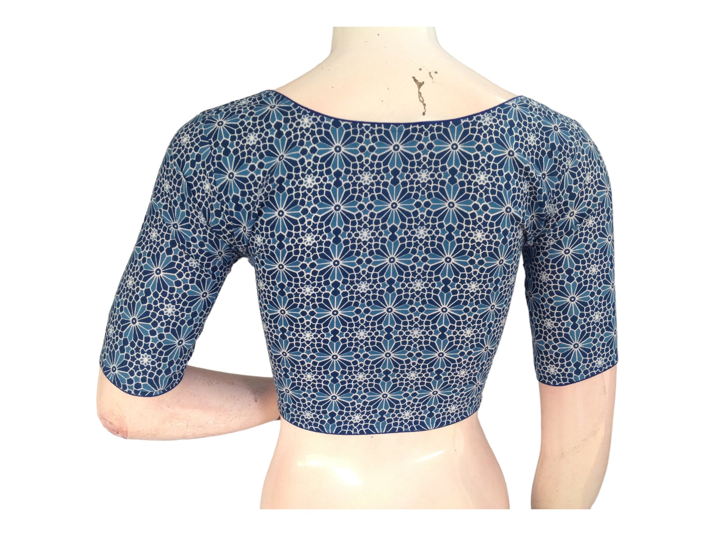 Stylish Blue High Neck Cotton Blouse | Versatile Everyday Fashion