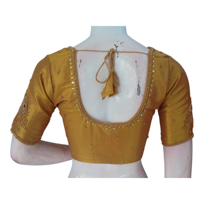 Wedding Ready: Tissue Gold Aari Handwork Silk Saree Blouse