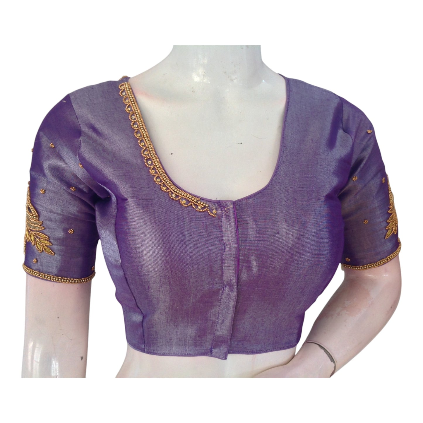 Wedding Perfection: Lavender Aari Handwork Tissue Silk Blouse