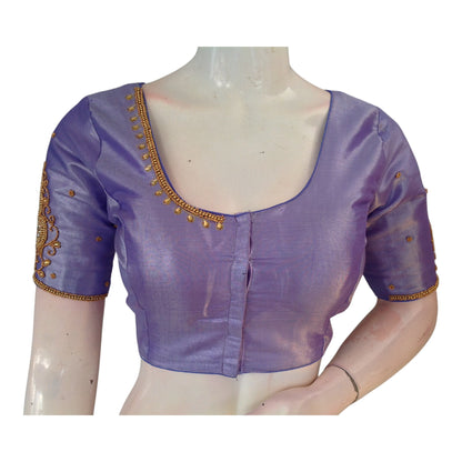 Light Lavender Tissue Silk Aari Wedding Blouse - D3 Blouses