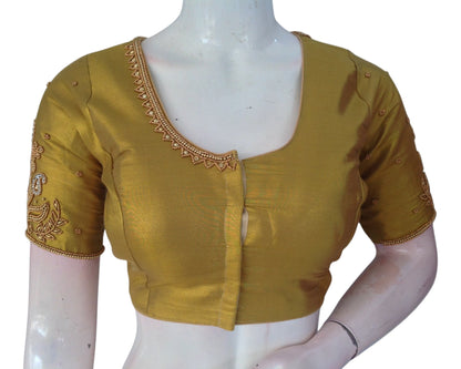 Luxurious Tissue Gold Aari Handwork Saree Blouse - Latest Design | D3 Blouses
