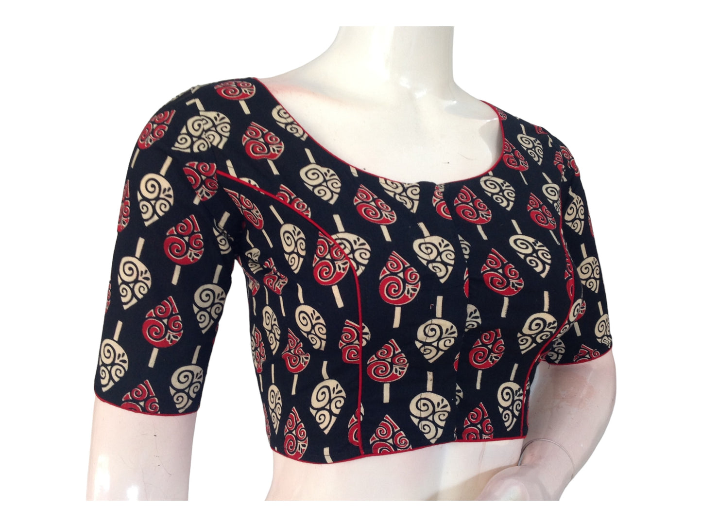Polished & Relaxed: Black Cotton Blouse with High Neckline