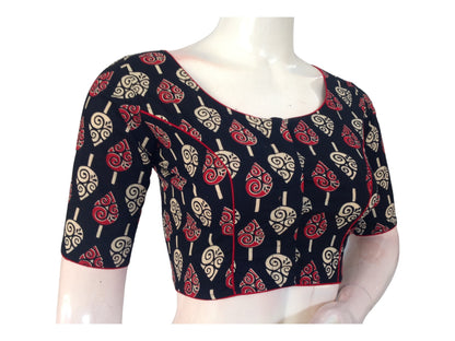 Polished & Relaxed: Black Cotton Blouse with High Neckline