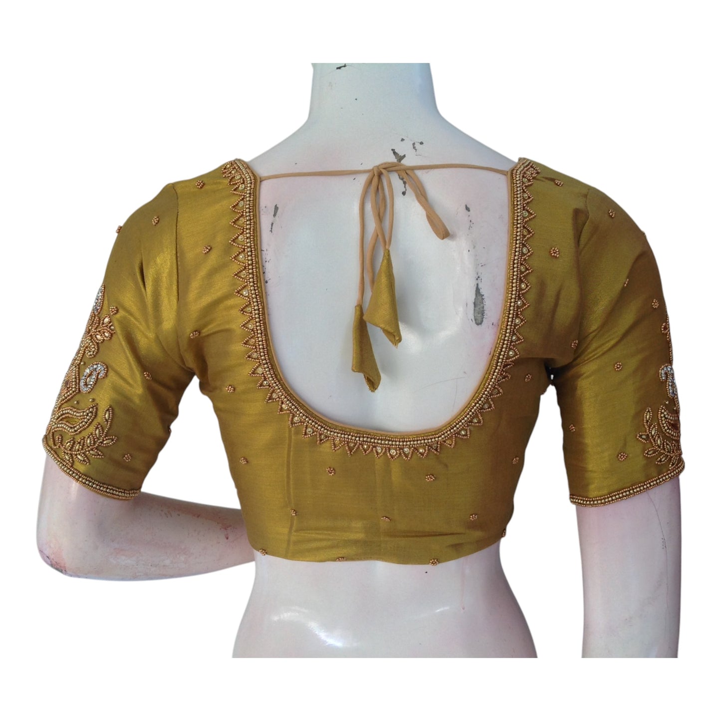 Luxurious Tissue Gold Aari Handwork Saree Blouse - Latest Design | D3 Blouses