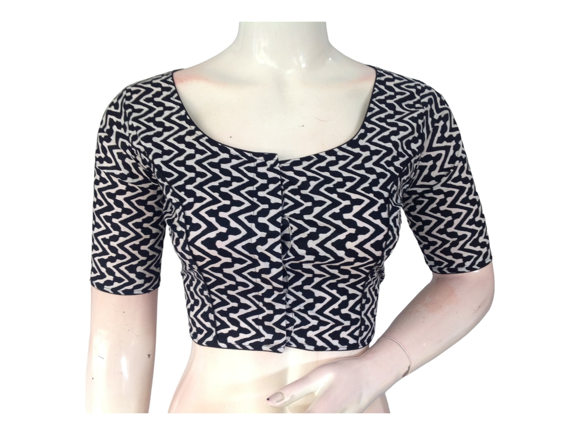 Effortless Chic: Black High-Neck Cotton Blouse for Working womens