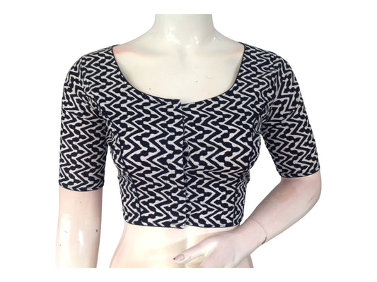 Effortless Chic: Black High-Neck Cotton Blouse for Working womens