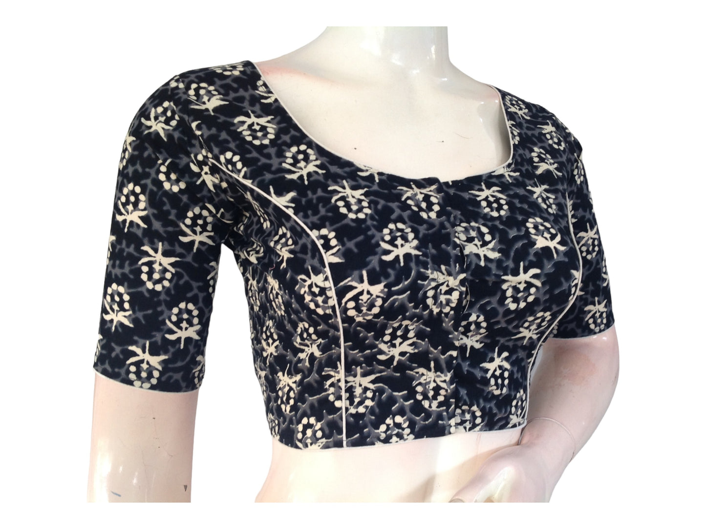 The Modern Muse: Black High-Neck Cotton Blouse