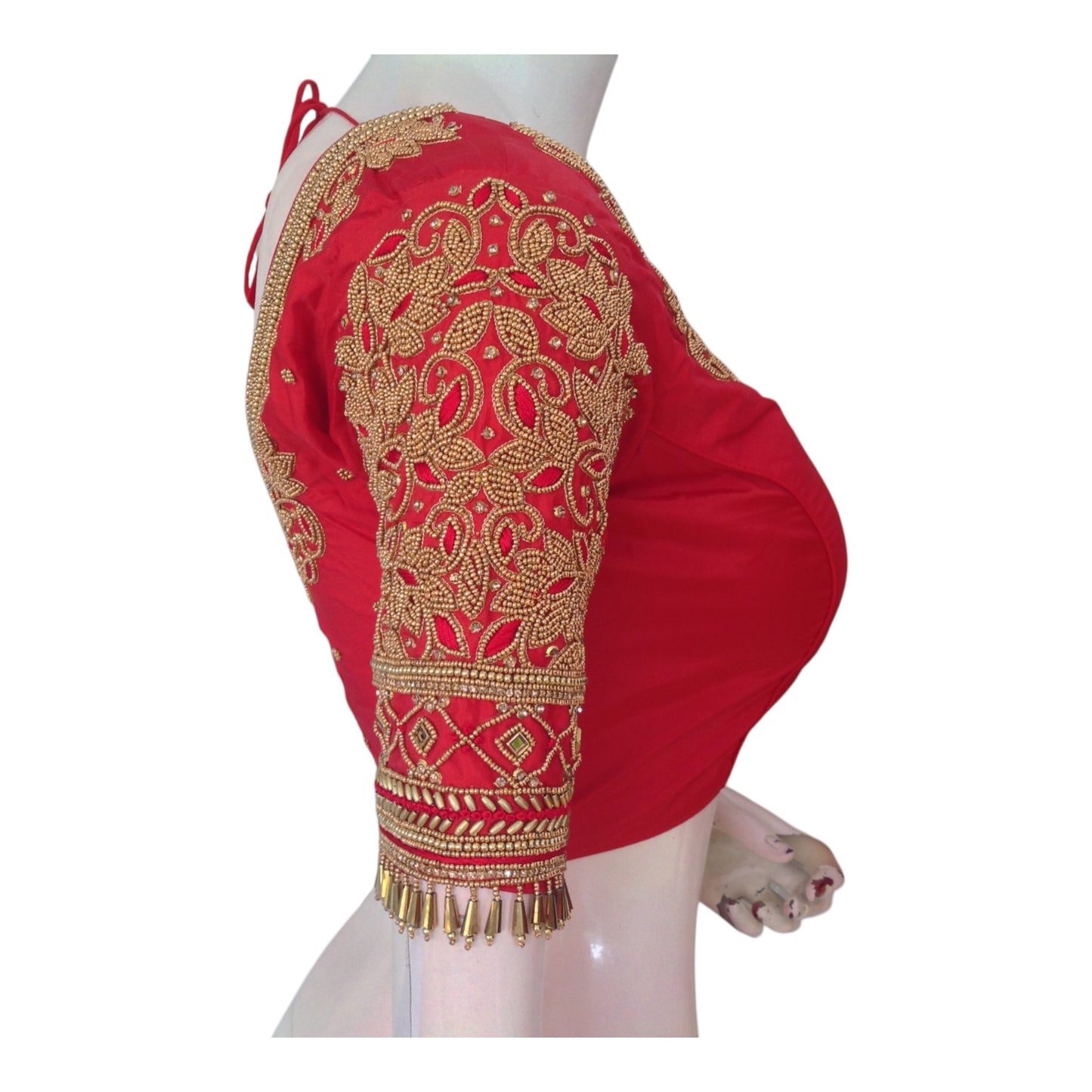 Passionate Red Aari Handwork Wedding Bridal Silk Saree Blouse