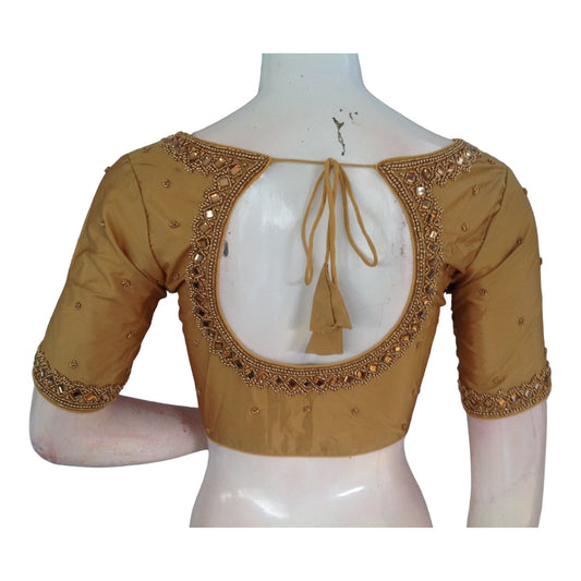 Festive Radiance: Metallic Gold Wedding Saree Blouses for Celebrations