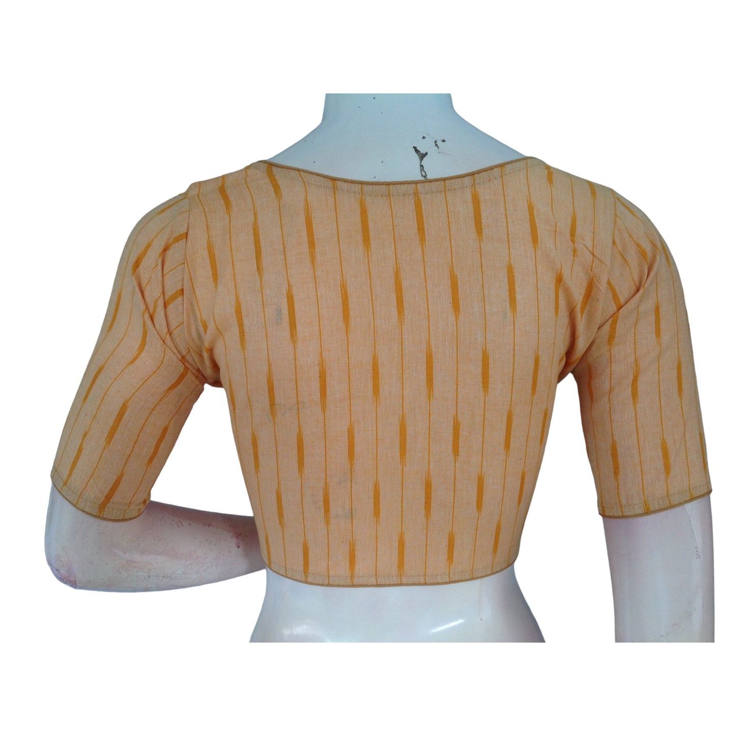 Marigold Magic: Yellow High Neck Cotton Saree Blouse