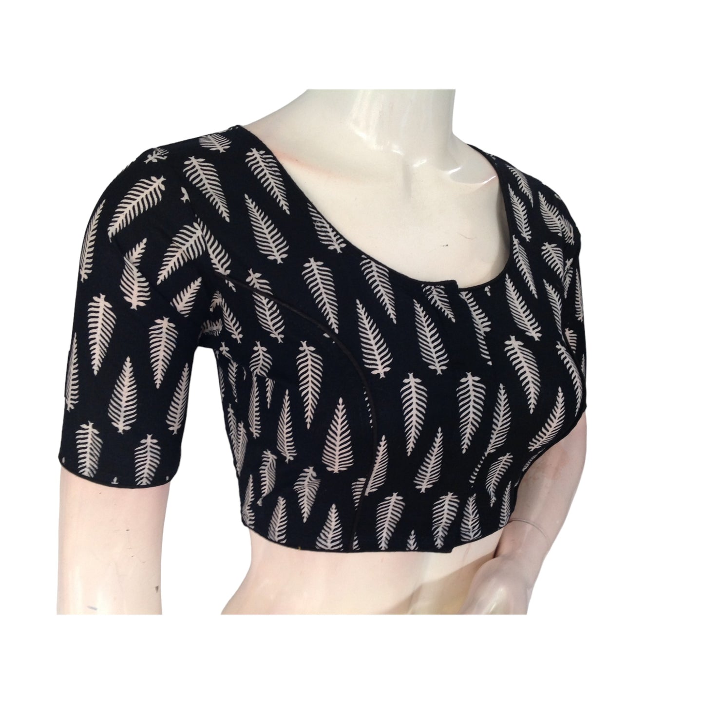 Modern Black High Neck Blouse: Breathable Cotton Comfort
