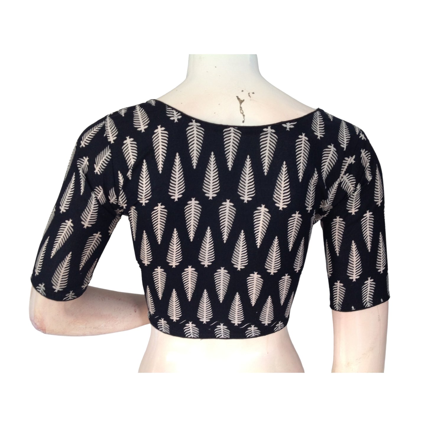 Modern Black High Neck Blouse: Breathable Cotton Comfort