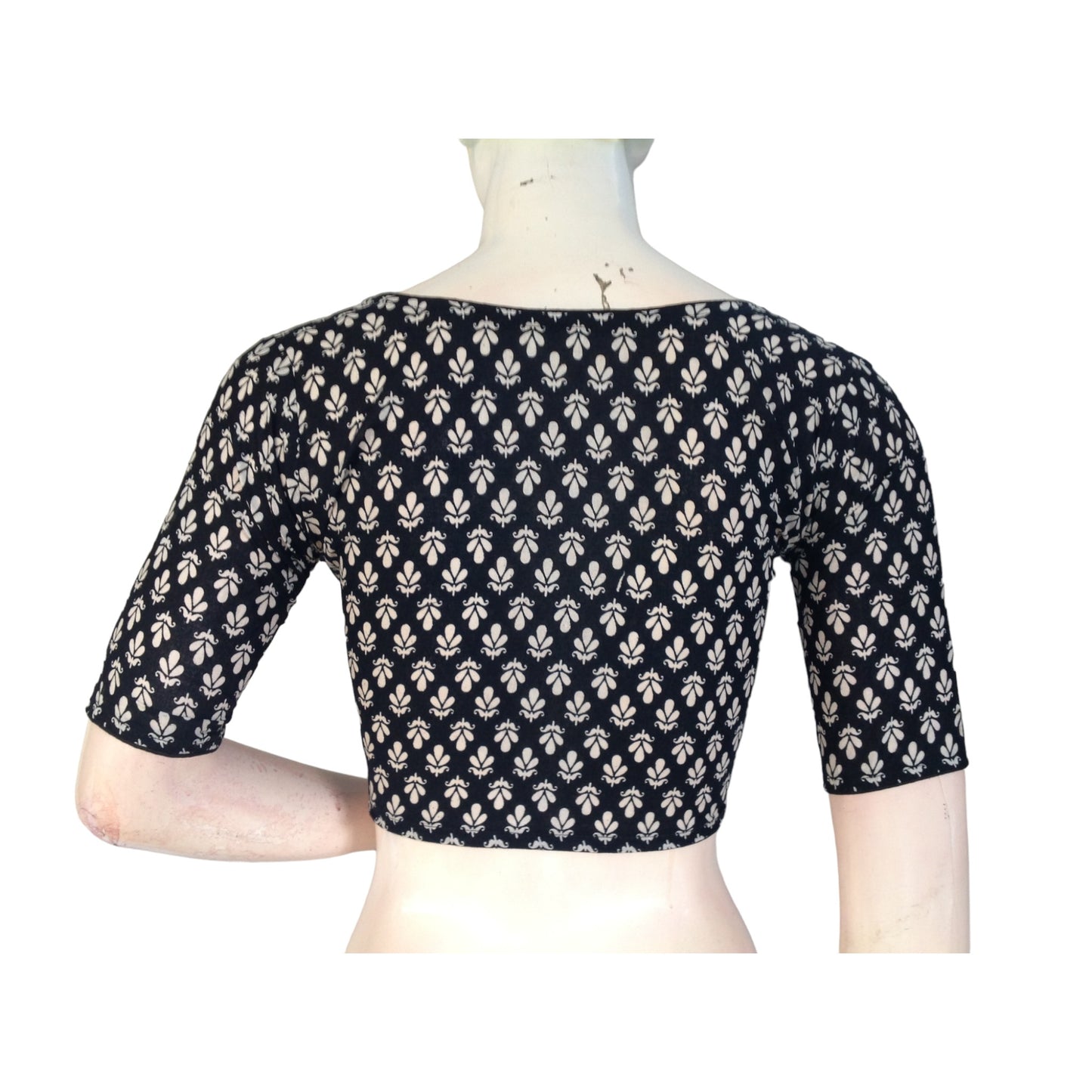 Classic Chic: Black Cotton High Neck Blouse