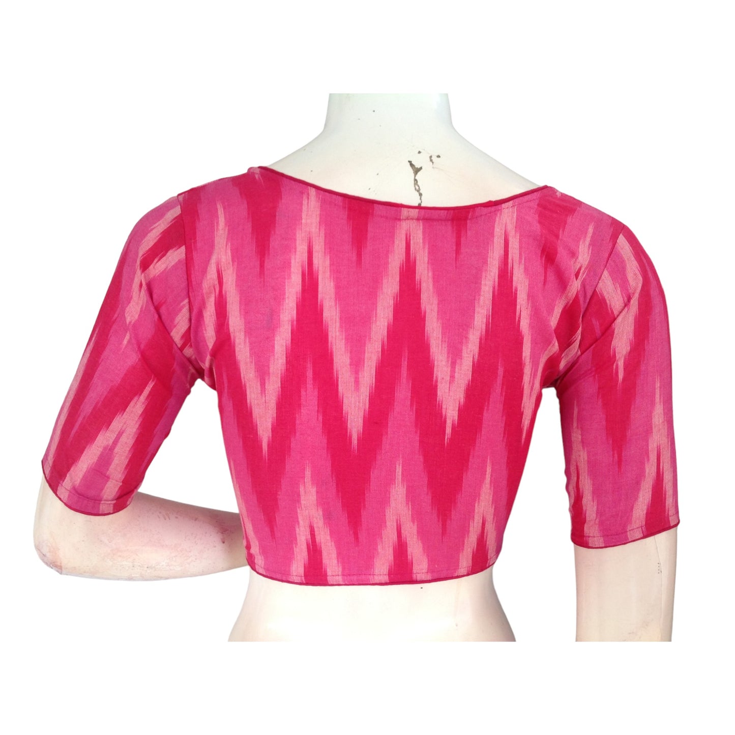Blush Beauty: Pink High Neck Cotton Saree Blouse