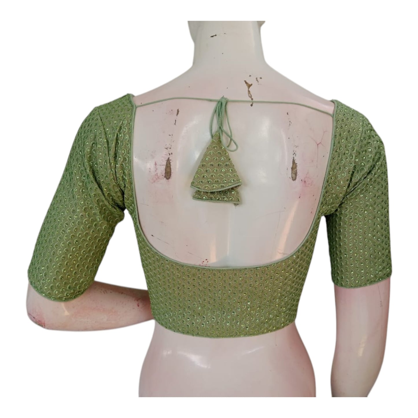Pastel Green Color Semi Silk Designer Saree Blouse for Daytime Events