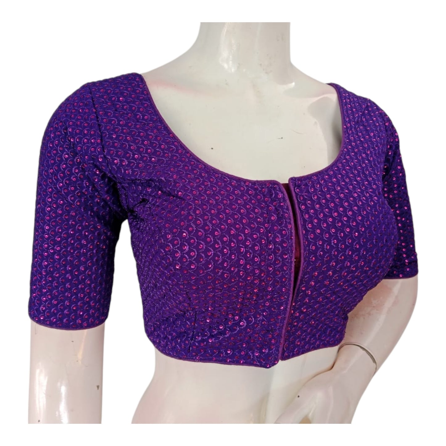 Purple Color Semi Silk Designer Saree Blouse for Weddings & Festive Occasions
