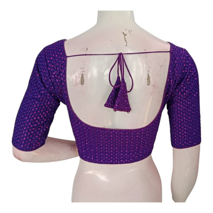 Purple Color Semi Silk Designer Saree Blouse for Weddings & Festive Occasions