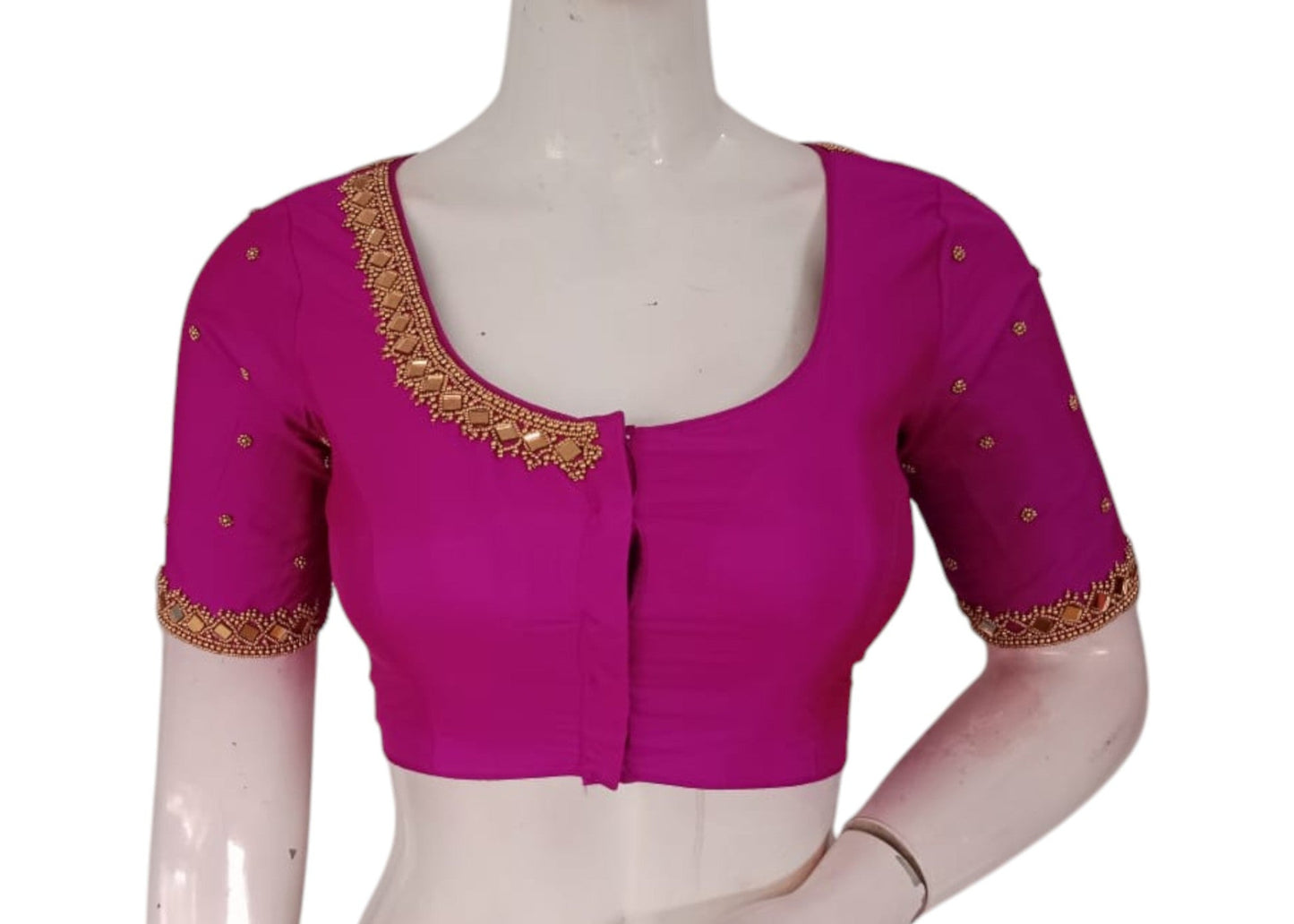 Magenta Silk Blouse | Mirror Aari Handwork | Wedding Artistry
