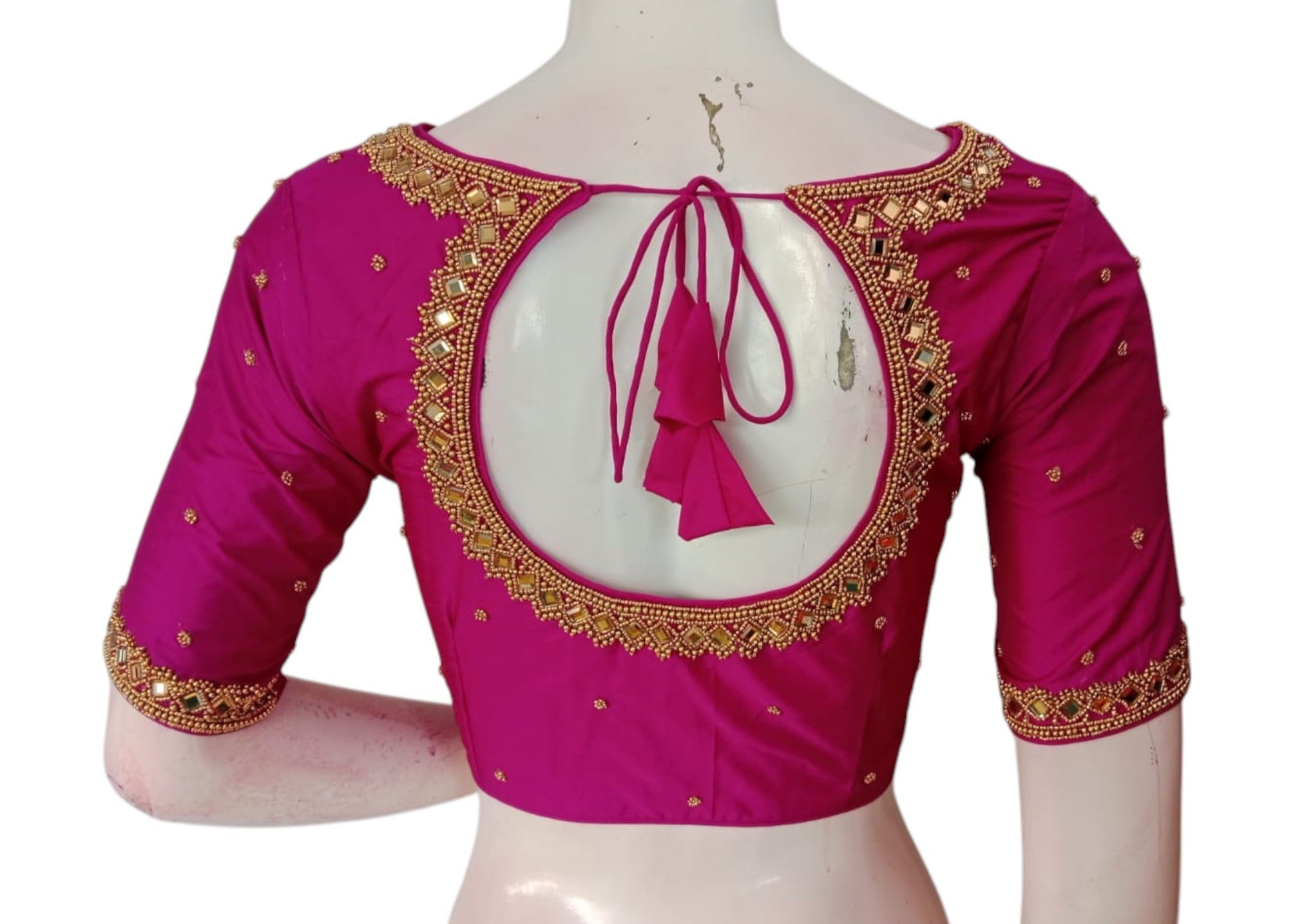 Magenta Silk Blouse | Mirror Aari Handwork | Wedding Artistry