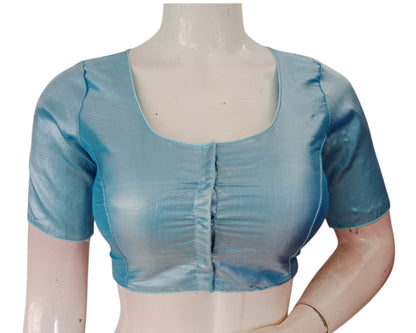 Soft Blue Color Tissue Silk Blouse, Ready to Wear, Minimalist Style